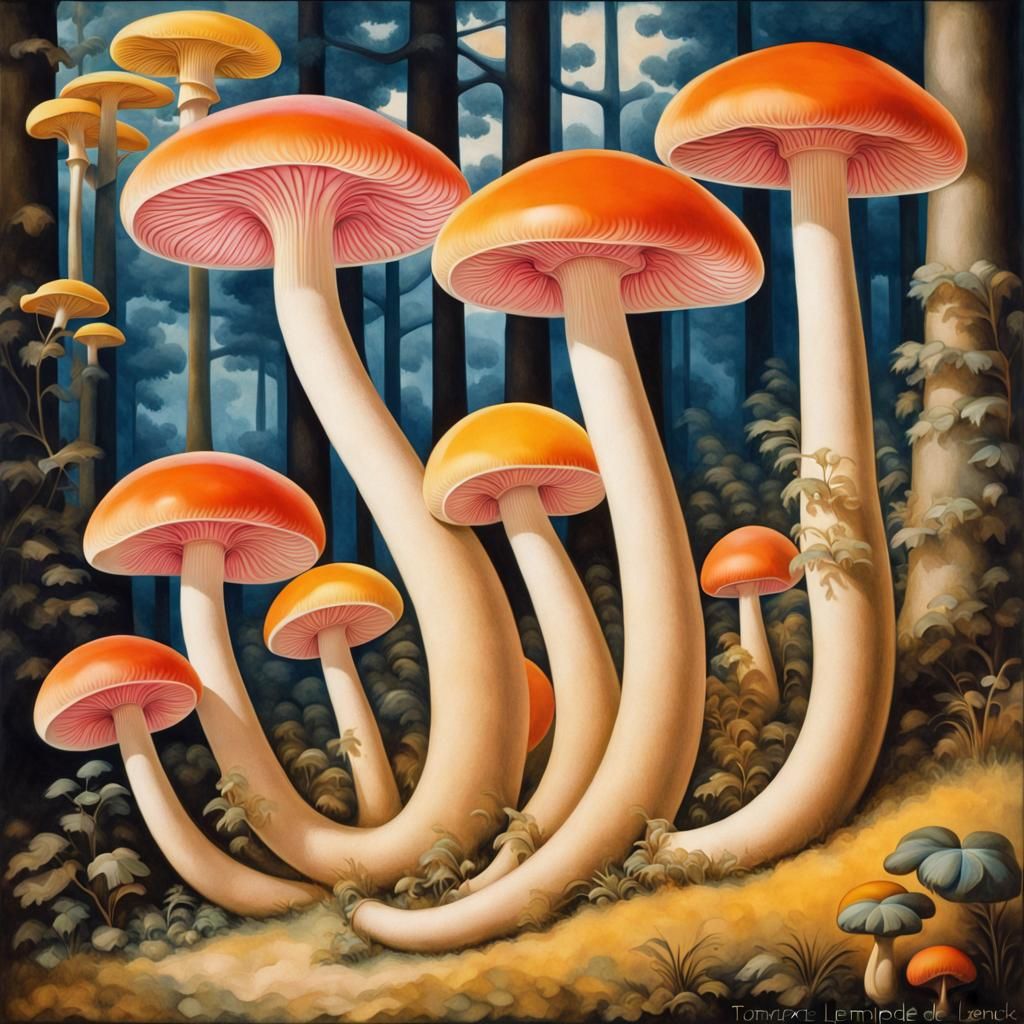 Psychedelic Fibonacci Mushroom in Art Deco Style
