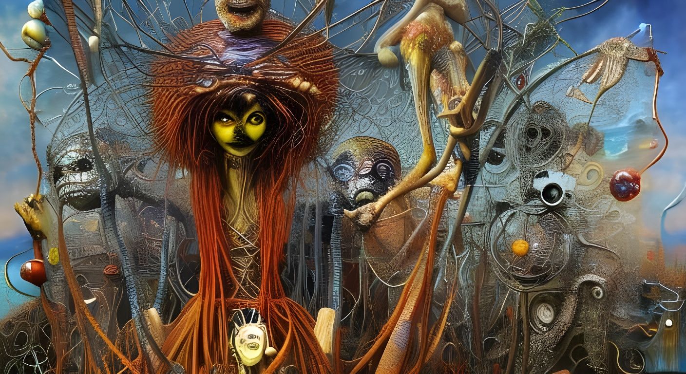 Surreal Wire Mother: A Horror Art Piece