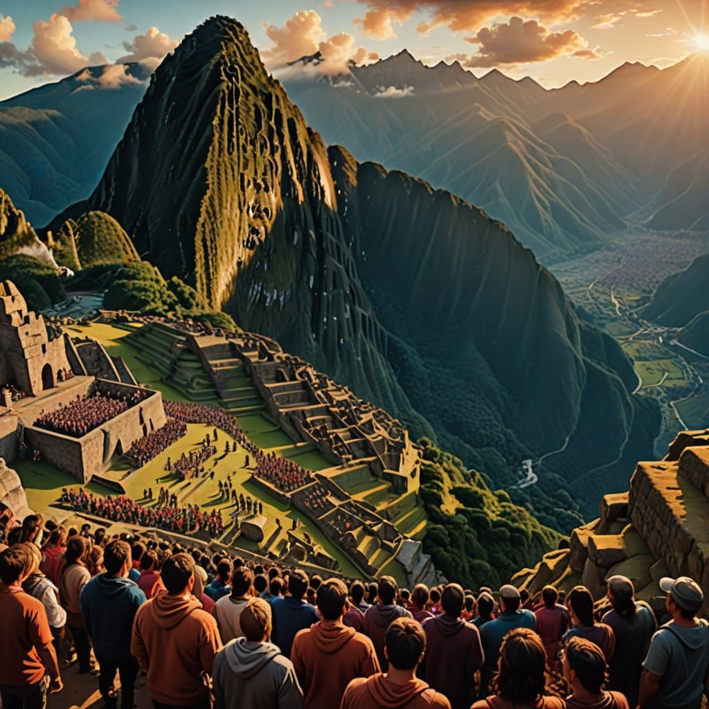Machu Picchu Concert in Digital Oil Painting Style