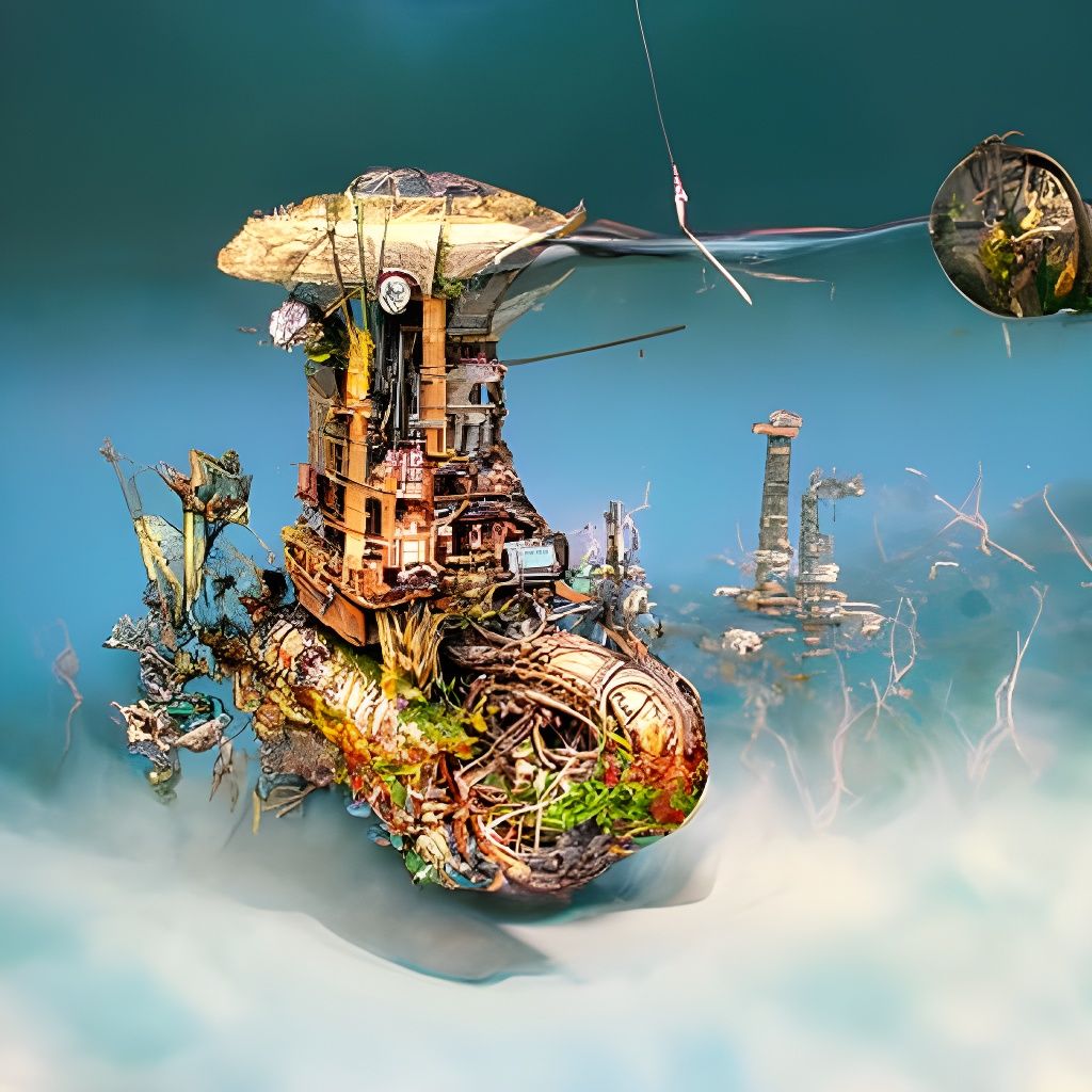 Steampunk Spaceship Attacks Planet in Post-Apocalyptic Scene