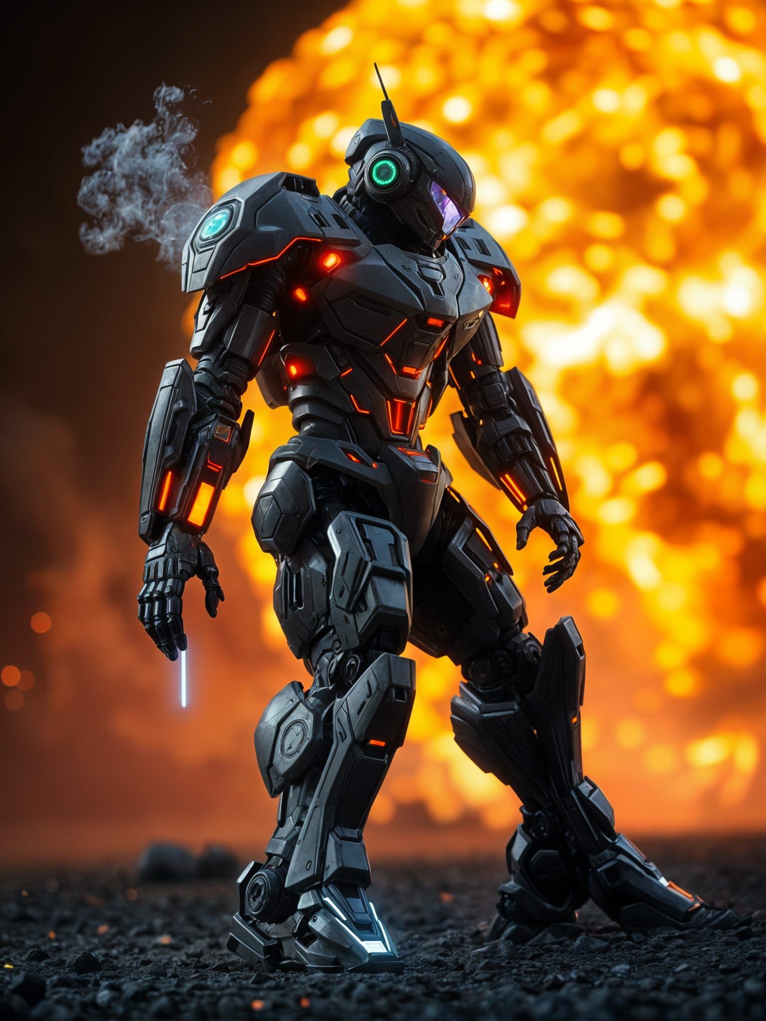 Photorealistic Mech Warrior Aftermath