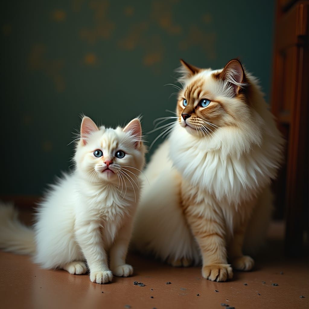 Cinematic Ragdoll Cats in 35mm Film Style