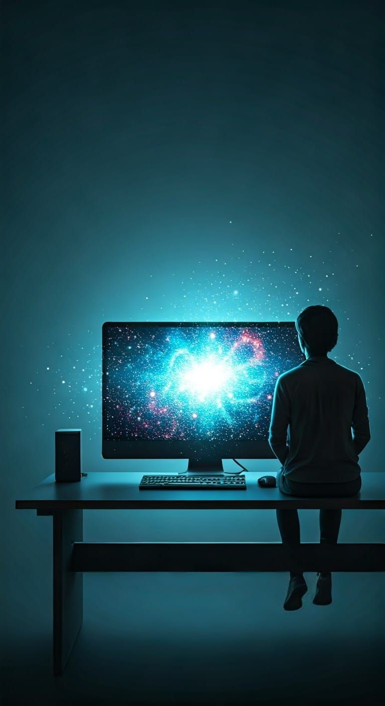 Futuristic Desktop Computer Radiates Magical Aura