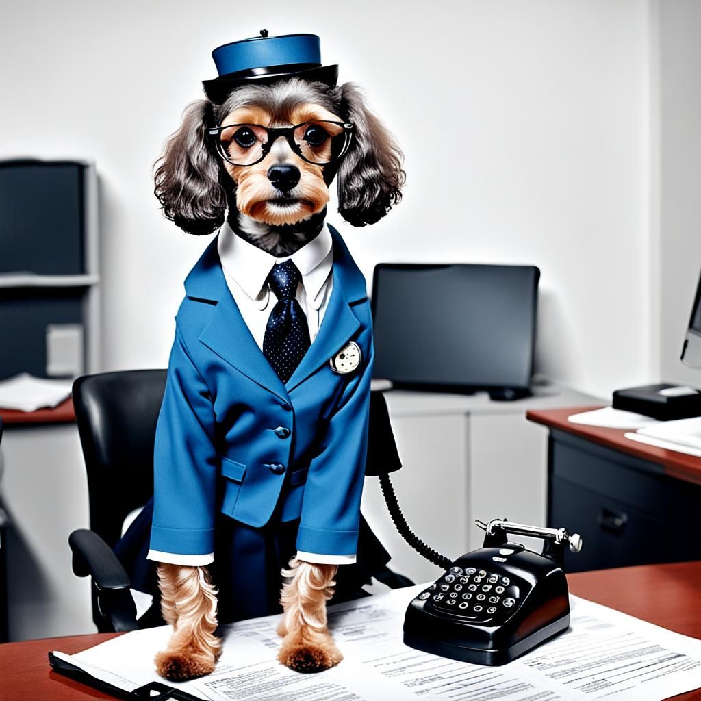 Poodle Secretary in Office Setting