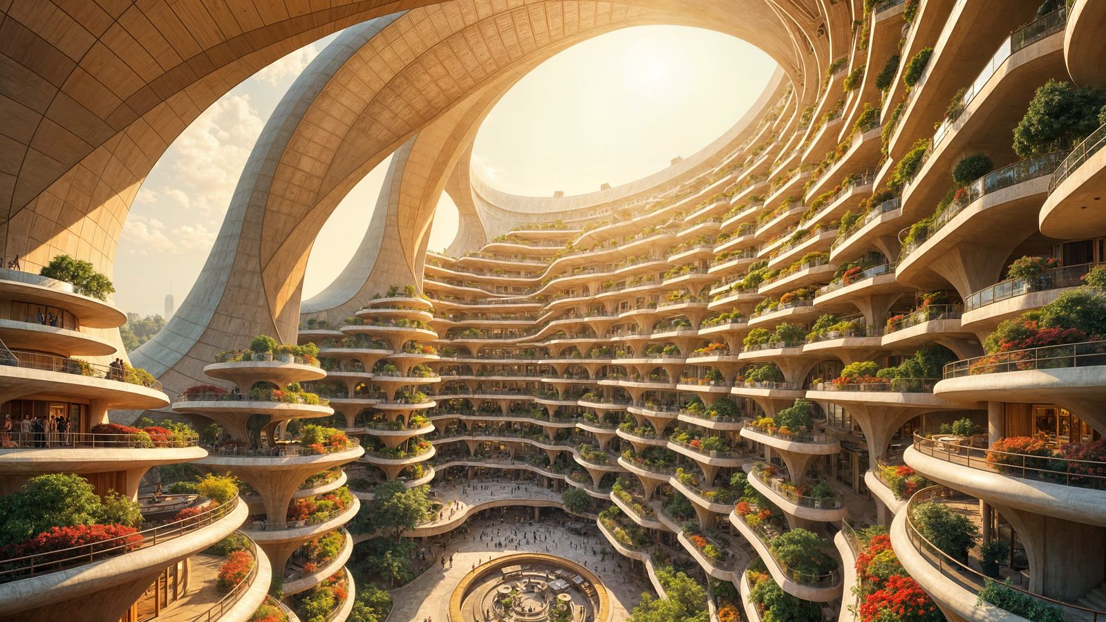 Arcology structure inspired by the visionary designs of Paolo Soleri and Arcosanti