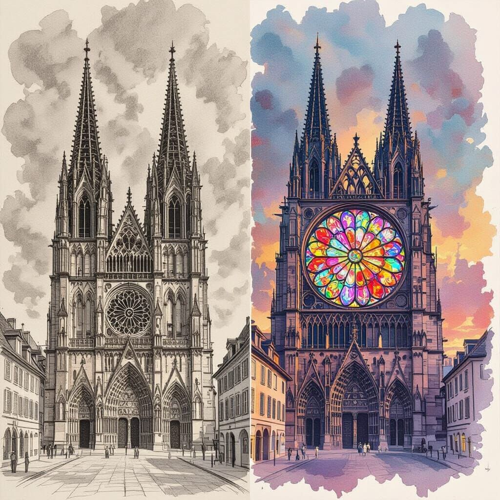 Split Portrait: Pencil Sketch Meets Realistic Photo