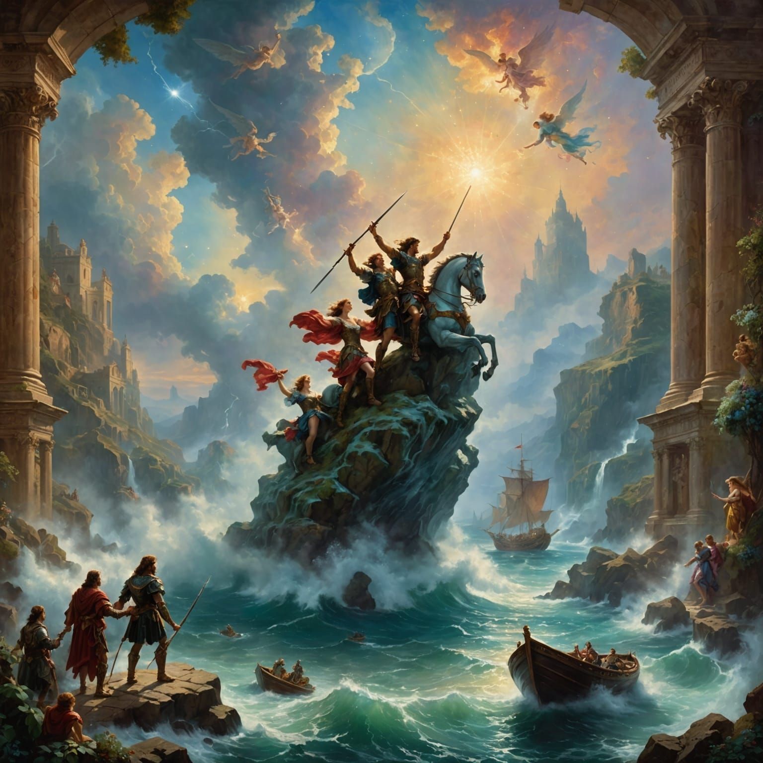 Perseus Saves Andromeda in Baroque Fantasy Style