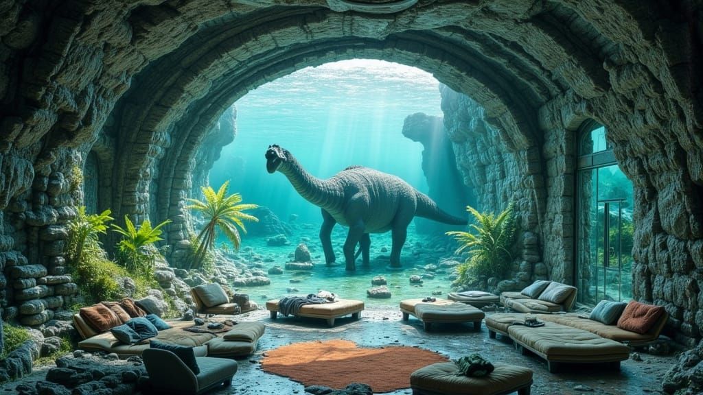 Luxurious Bunker Overlooking Futuristic Cityscape