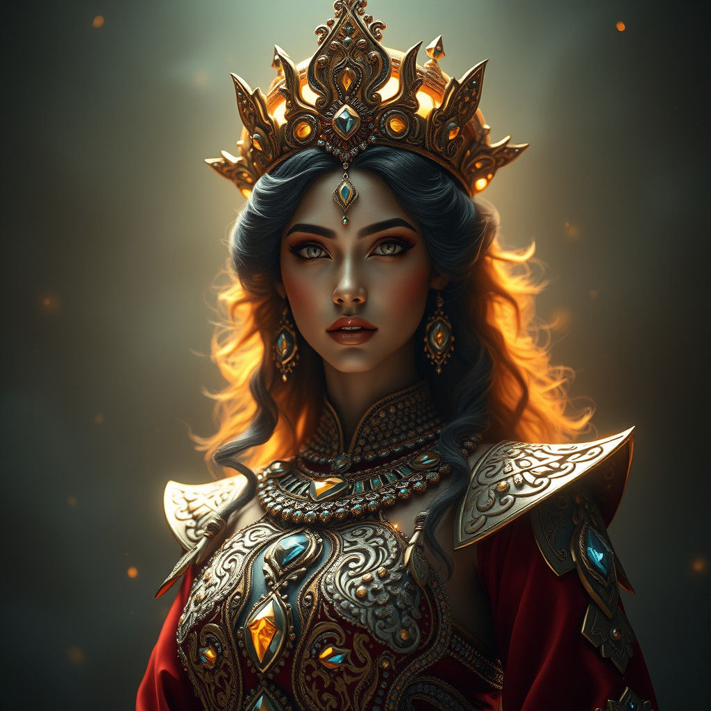 Iranian Fortune Goddess Ashi in Digital Painting