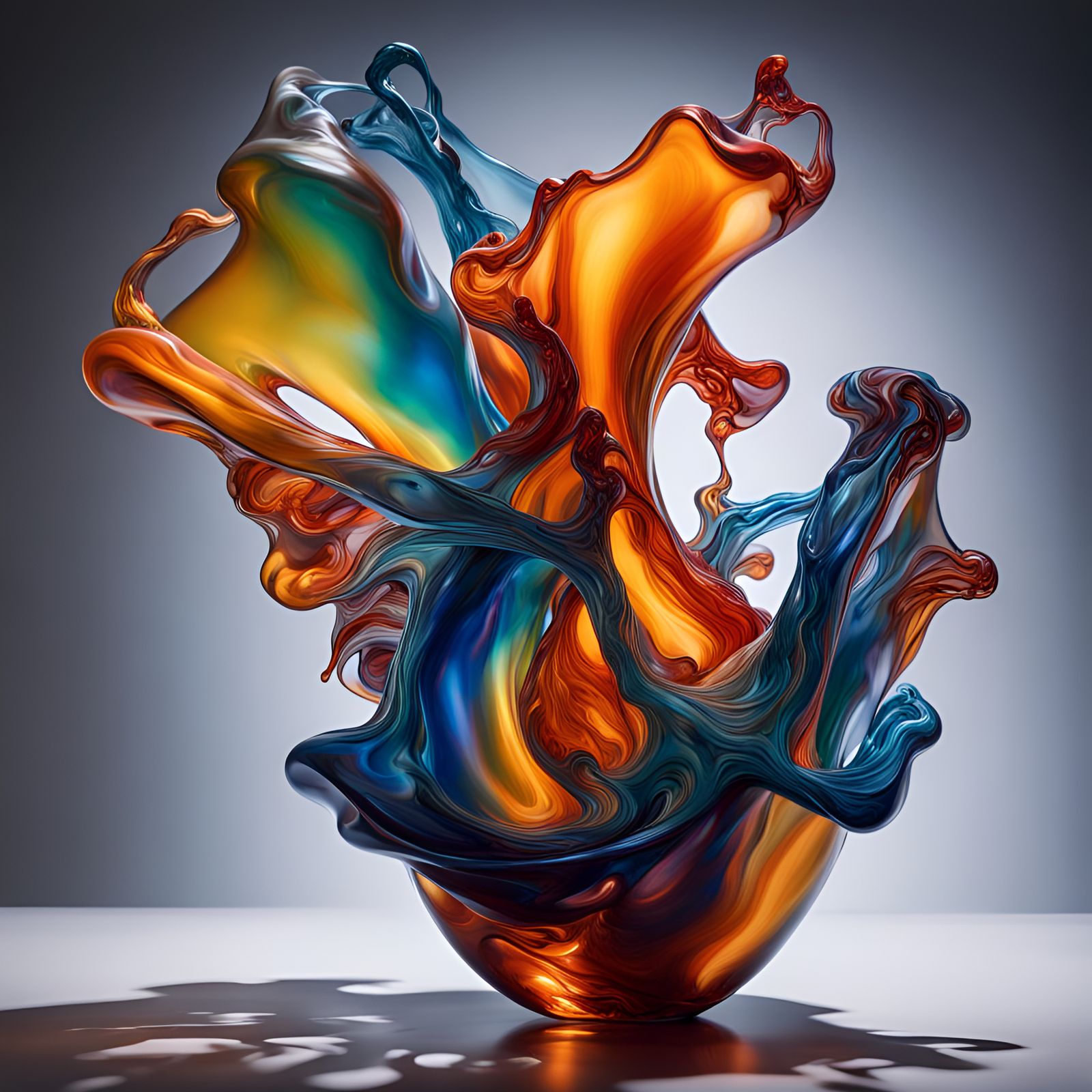 Blown-Glass Sculptures Merge: Hyperrealistic Splash Art