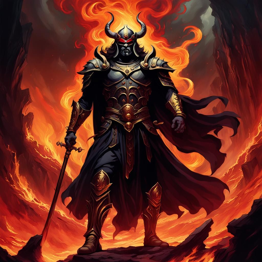 Hades in Fiery Underworld: A Dark Fantasy Illustration