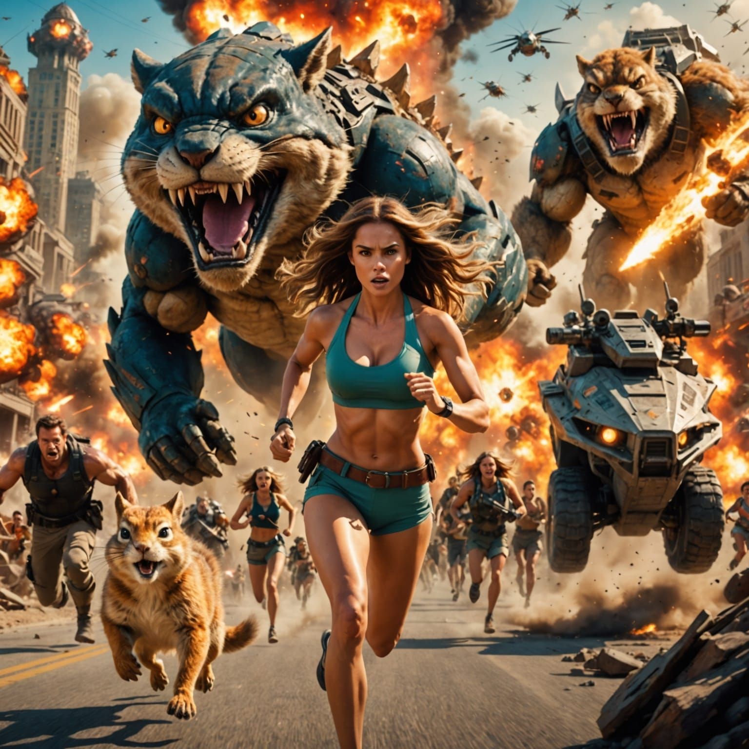 Heroic Battle Against Behemoth in Bikini-Clad Action Flick