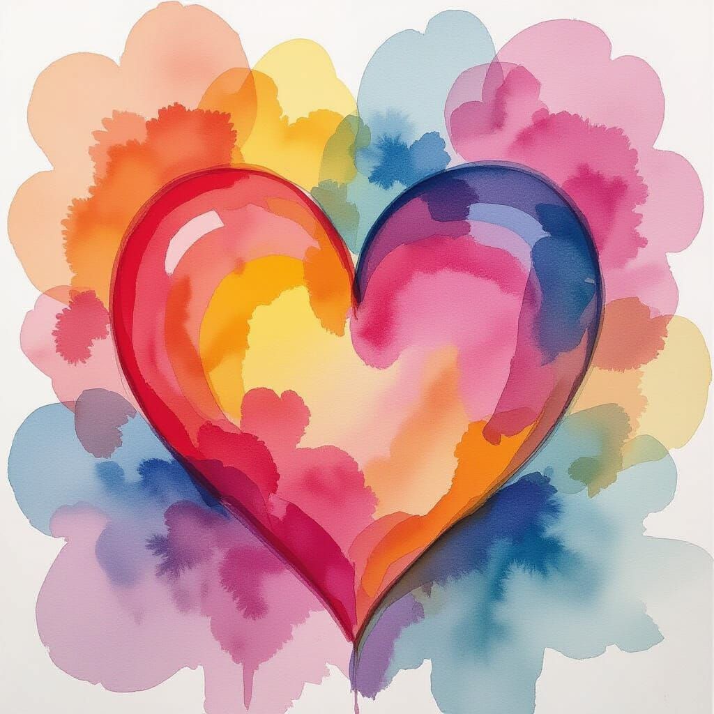 Vibrant Abstract Watercolor Hearts