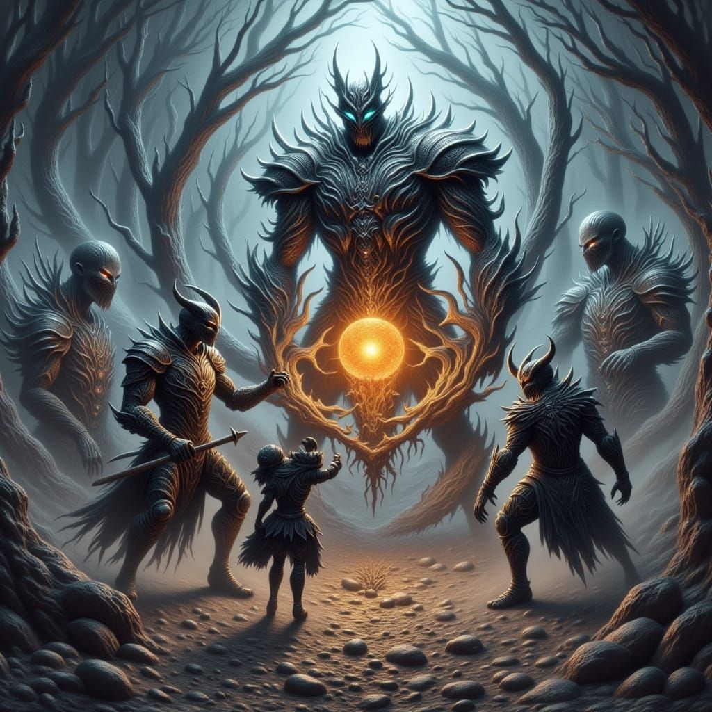 Titans Engage in Epic Battle in a Fantastical Realm