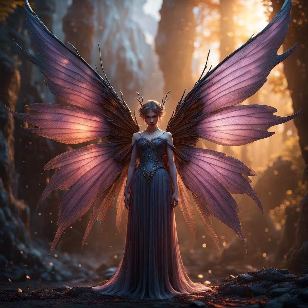 Ethereal Fairy Wings in Dramatic Light