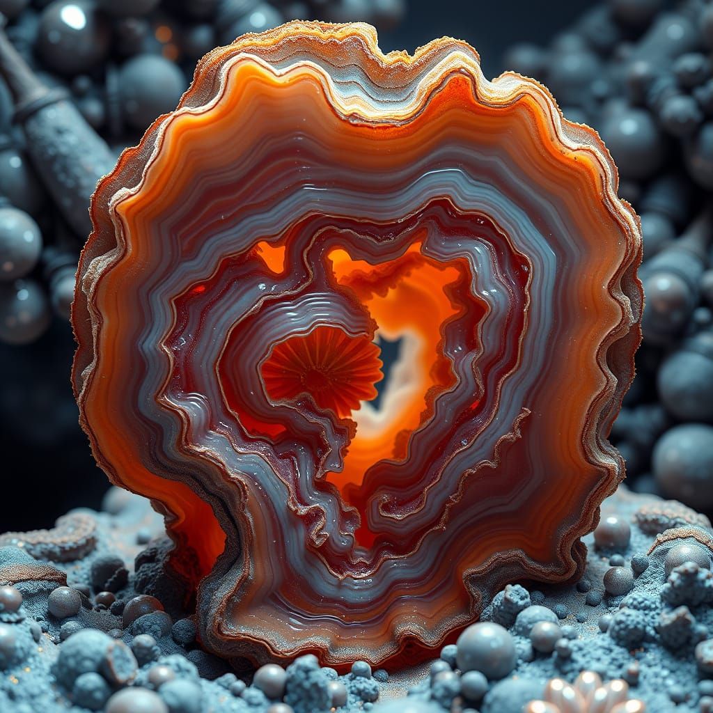 Surreal 4D Agate Morels with Space Warping