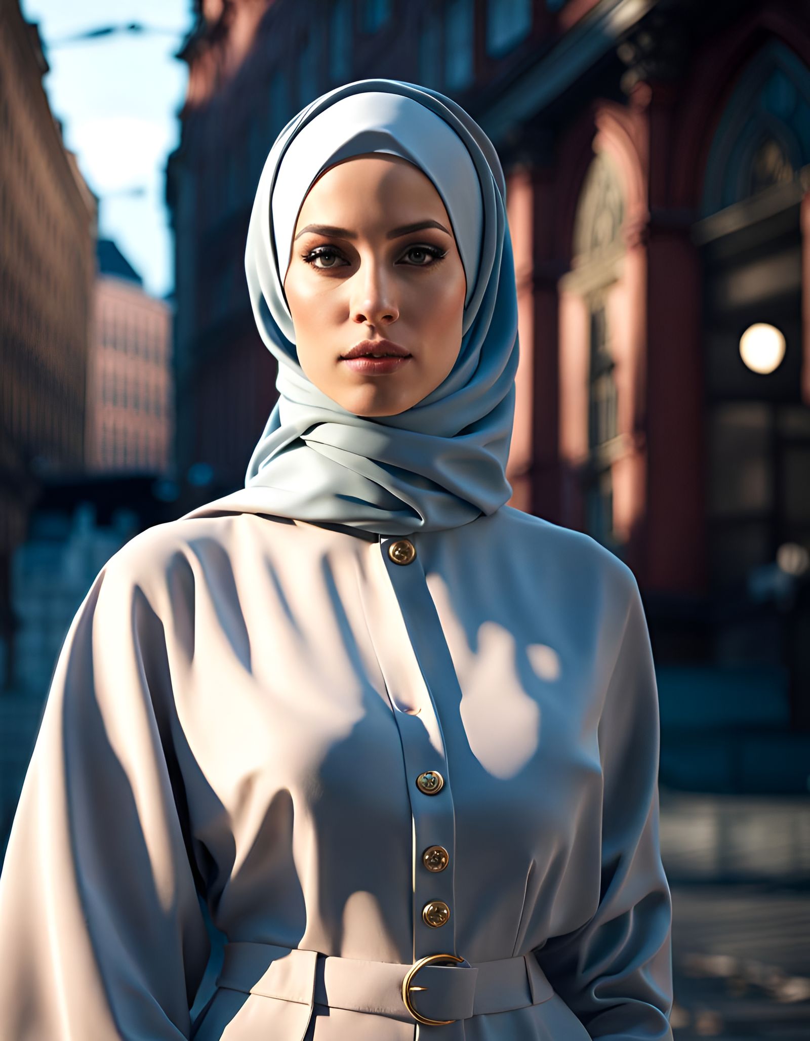 Woman in Hijab and Jumpsuit, Digital Art
