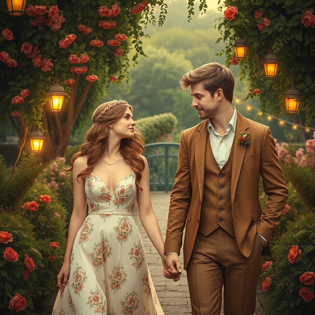 Fleur and Bill Weasley in Art Nouveau Garden