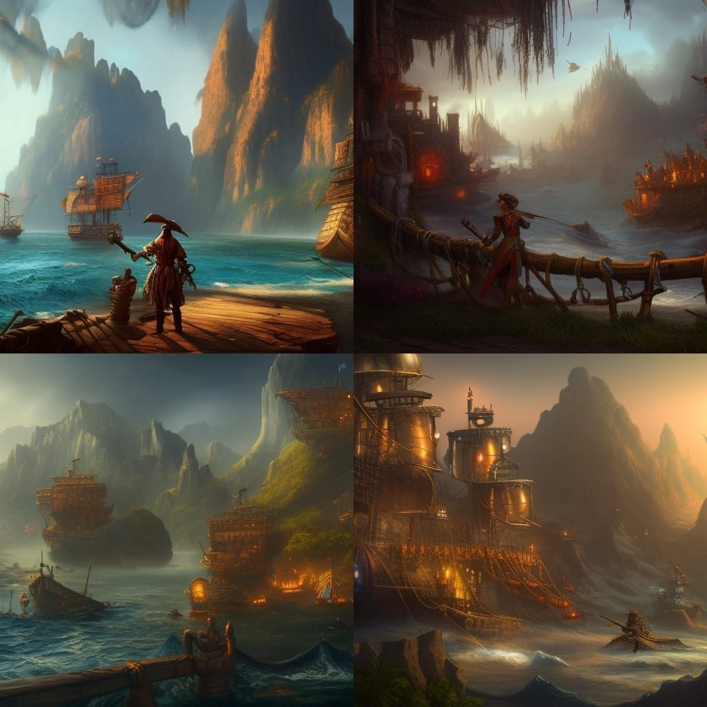 Detailed Pirate Scene in Deep Color