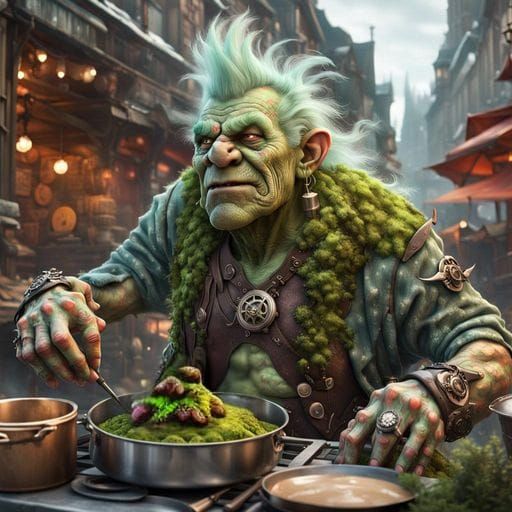 Steampunk City Rock Troll Street Food