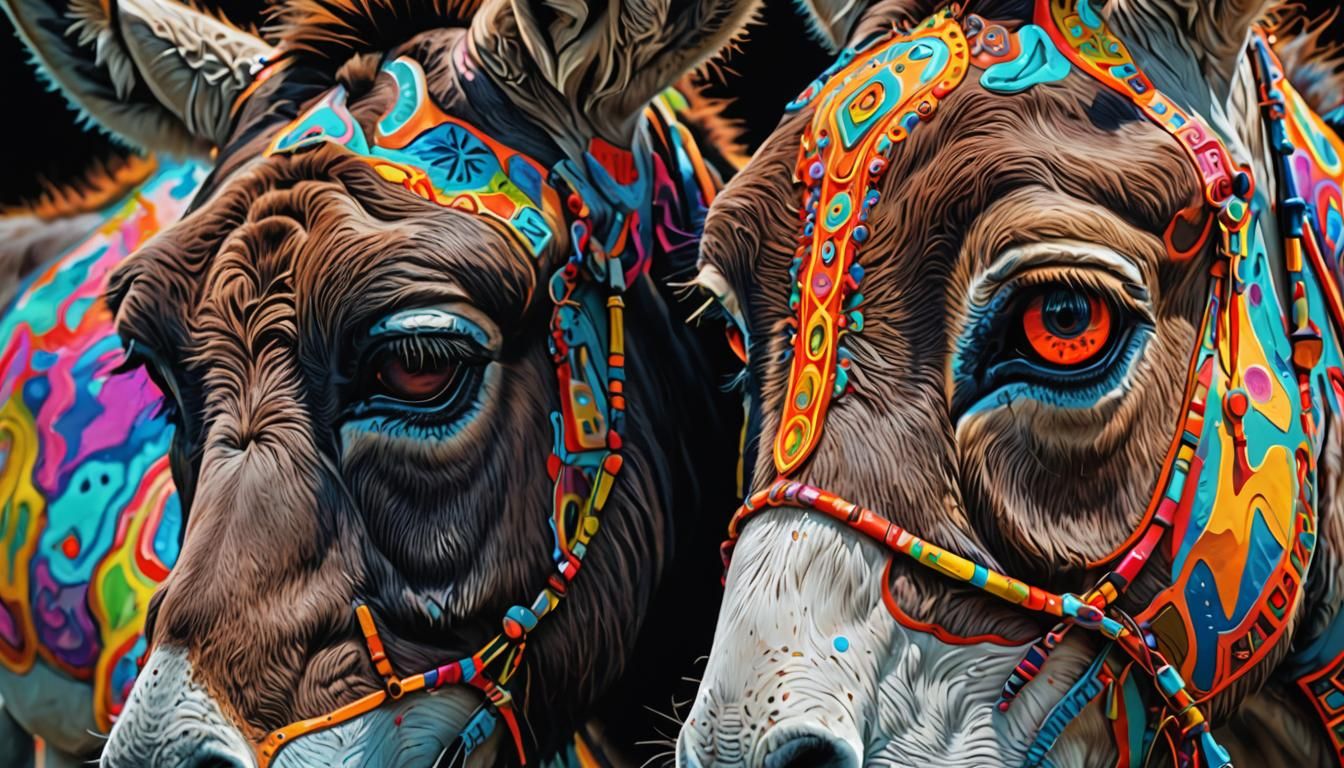 Dreamlike Donkeys in Nose: Surreal Digital Art