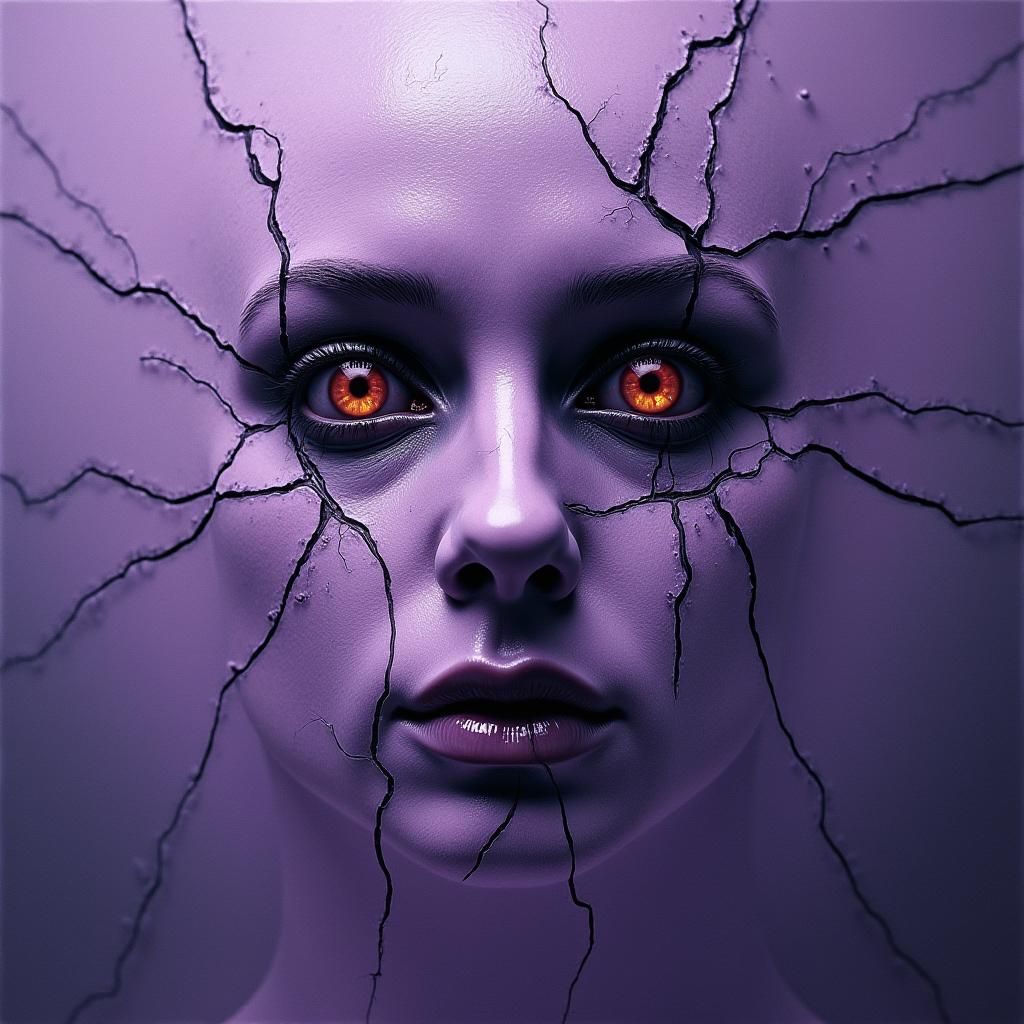 Unsettling Surreal Image with Distorted Purple Water