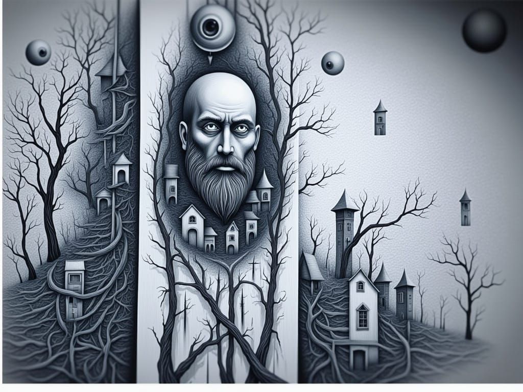 Dreamlike Christmas Scene in Distorted Oil Paint Style