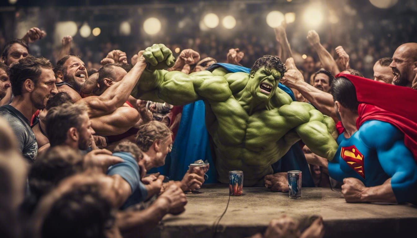 Circus Strongman with Cheering Crowd: Photography Style