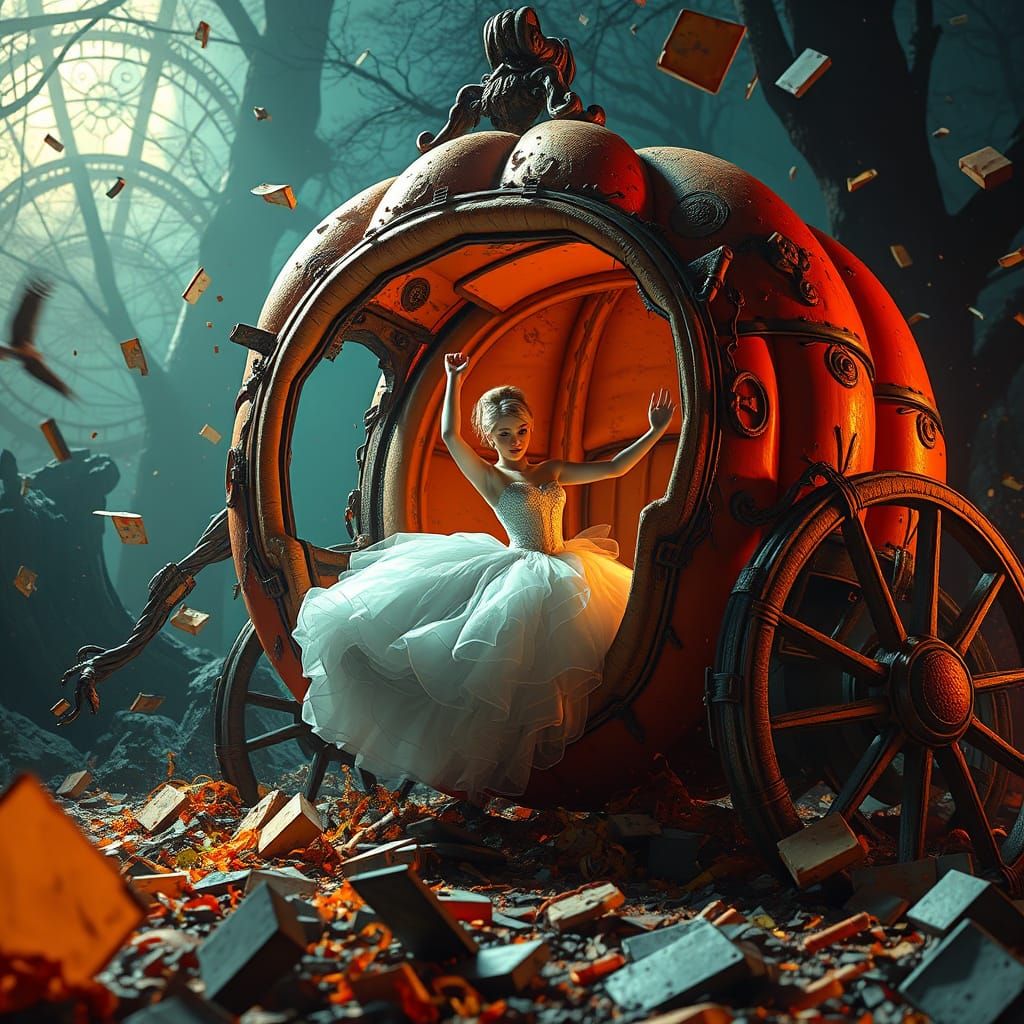 Enchanting Cinderella Falls Amidst Vibrant Lights and Chaos