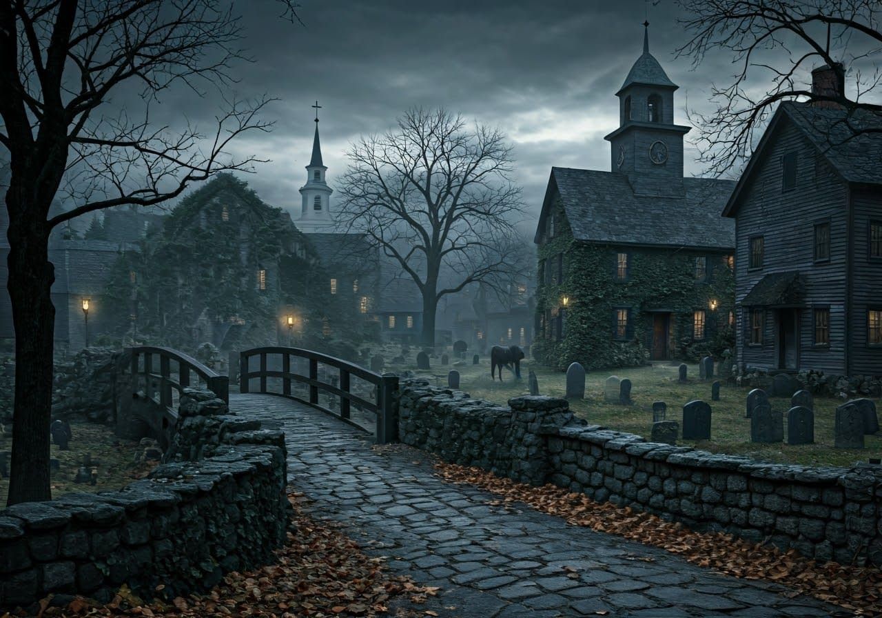 Haunting 19th Century New England Town in Cinematic Style