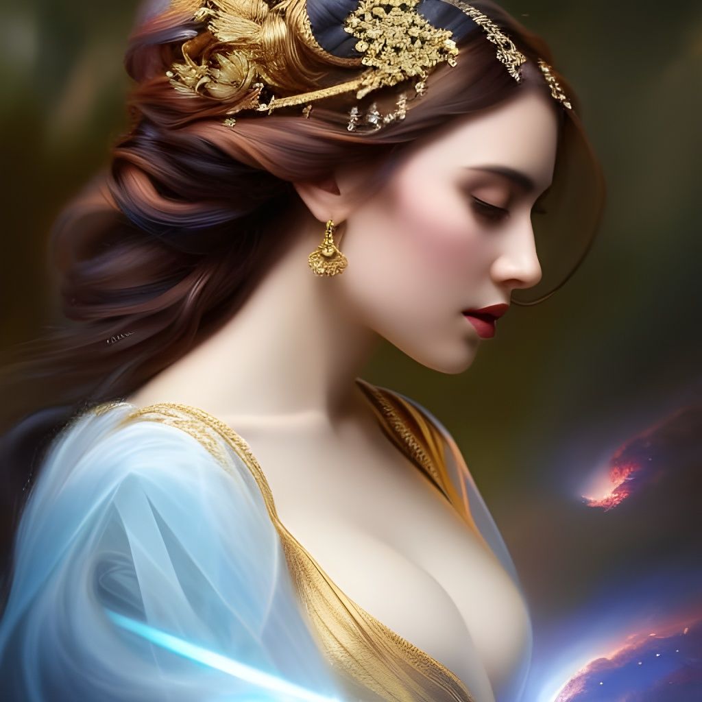 Beautiful Greek Goddess Portrait in Digital Art Style