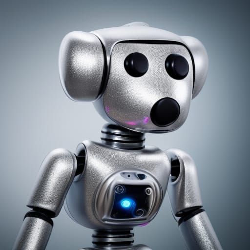 Adorable Metal Robot Dog with Bokeh