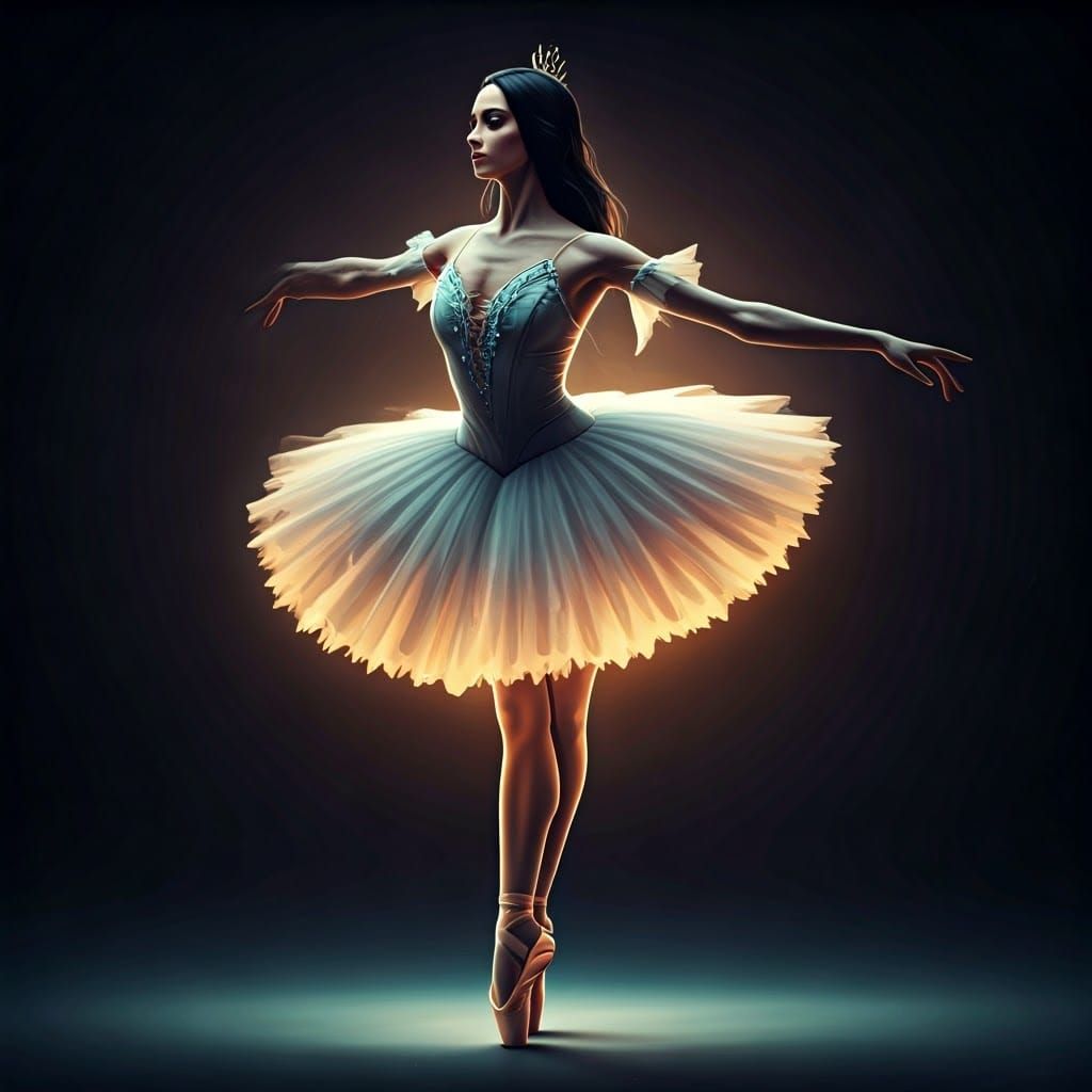 Ethereal Ballerina in Dreamlike Pose: Art Nouveau Style