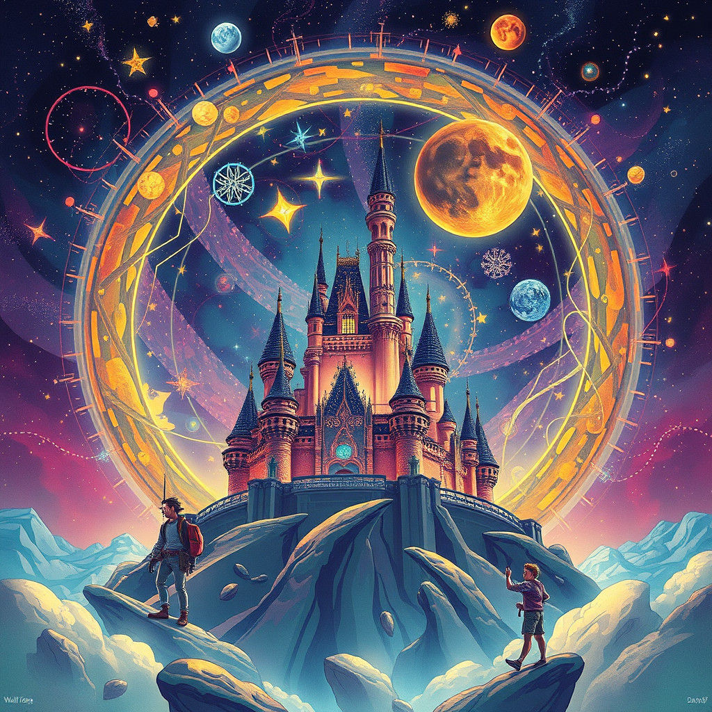 Walt Disney Art Nouveau Mixed Media Illustration