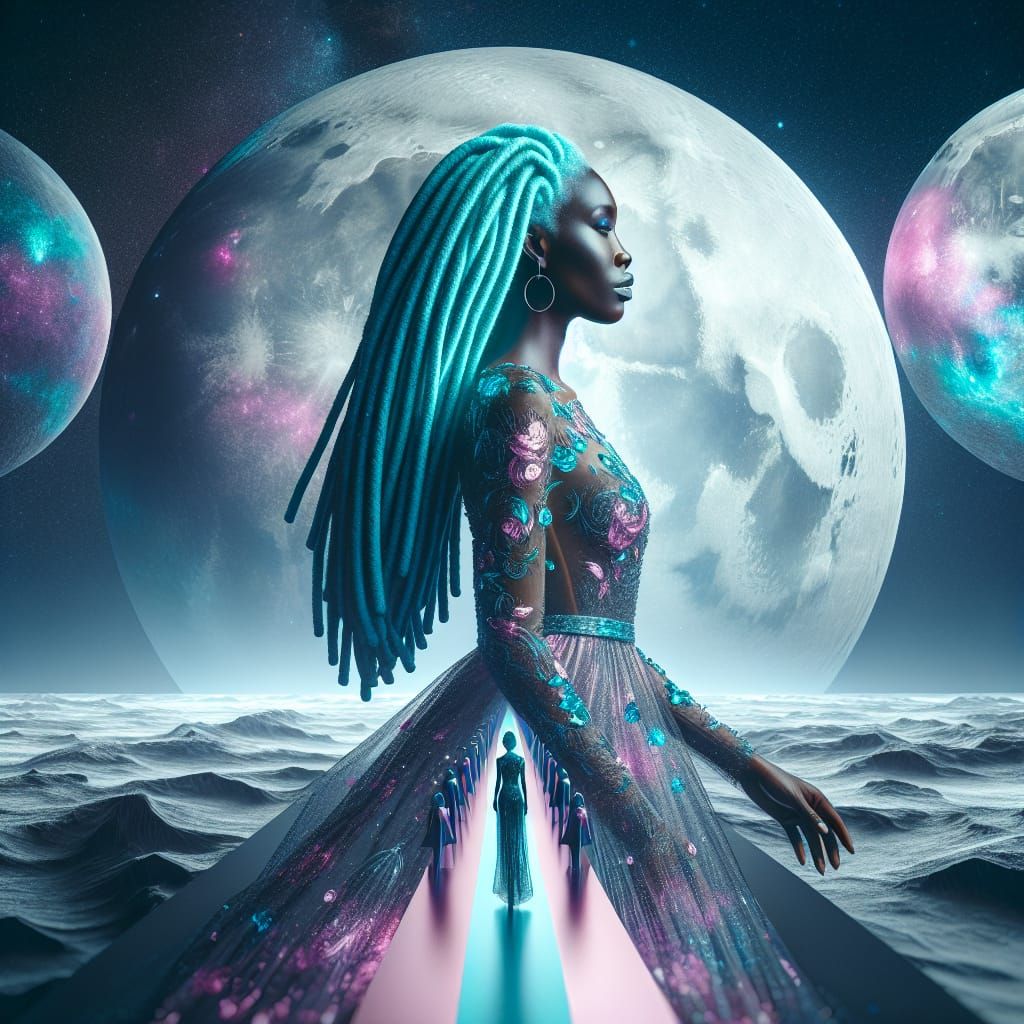 Cosmic Runway Portrait in Hyperrealism