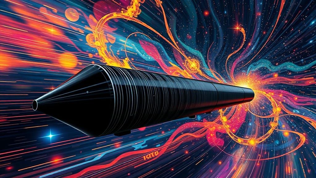 Starship Races Through Plasma Vortex: Klimt-Inspired Art