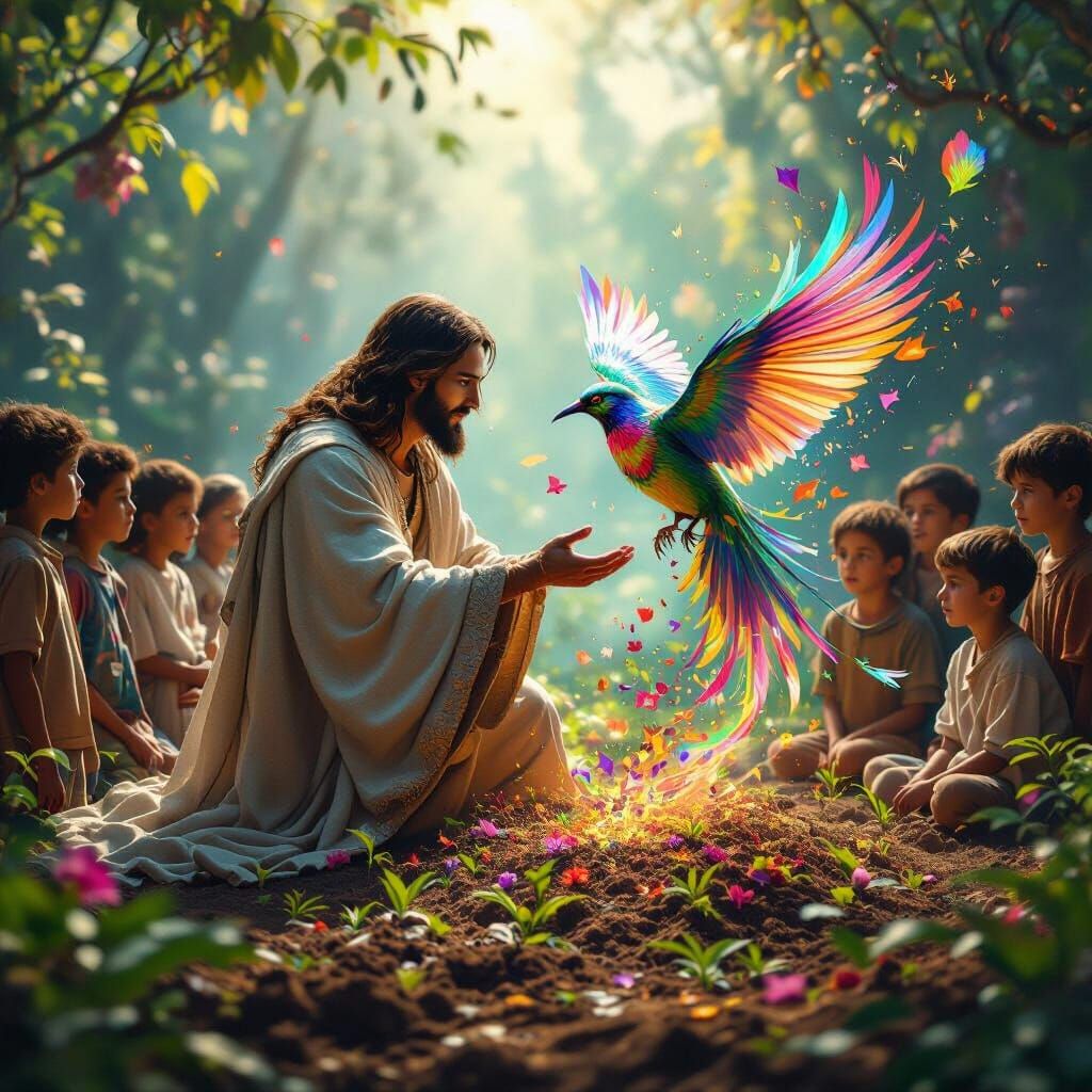 Jesus Crafts Bird from Prophetic Soil with Awestruck Childre...