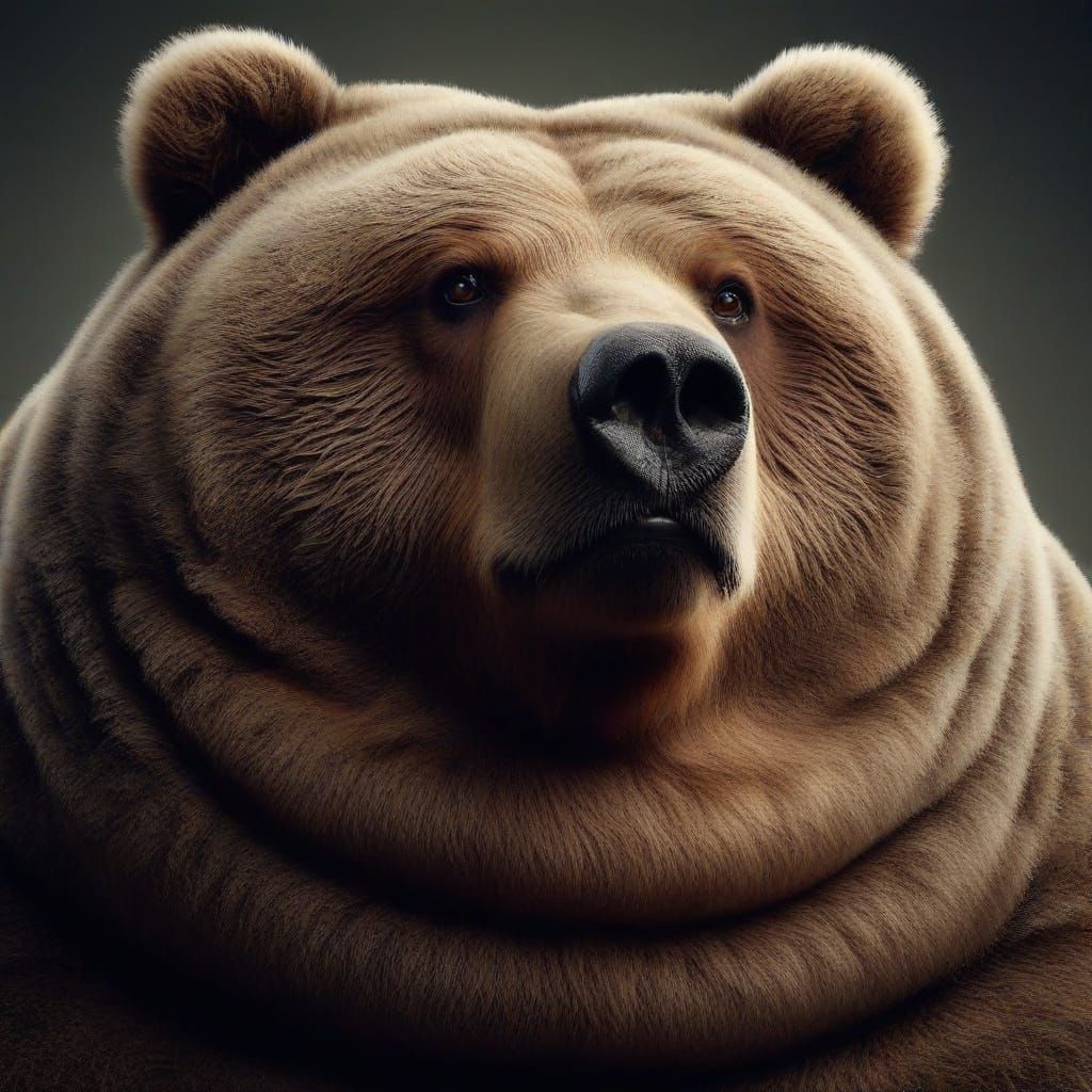 Hyper-Realistic Close-Up of Obese Grizzly Bear