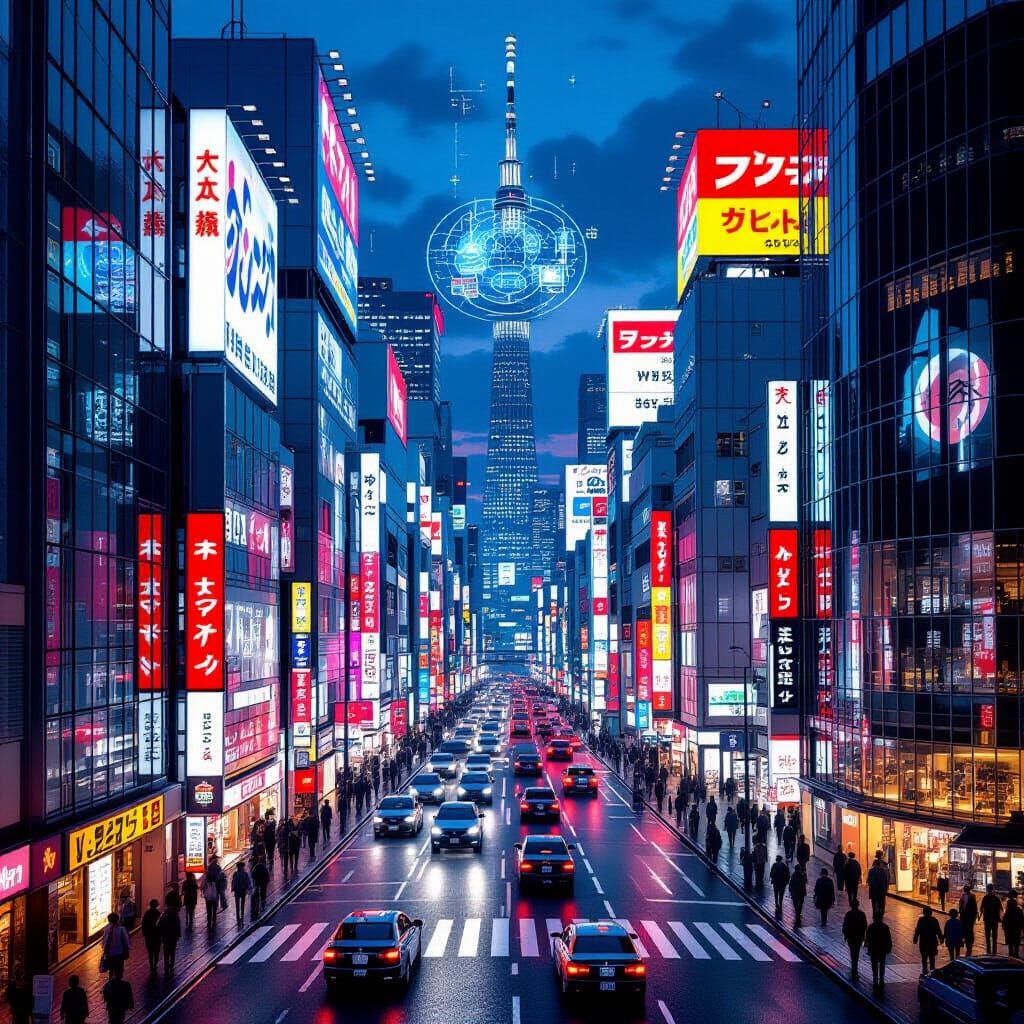 Tokyo Twilight: A Cyberpunk Street Scene