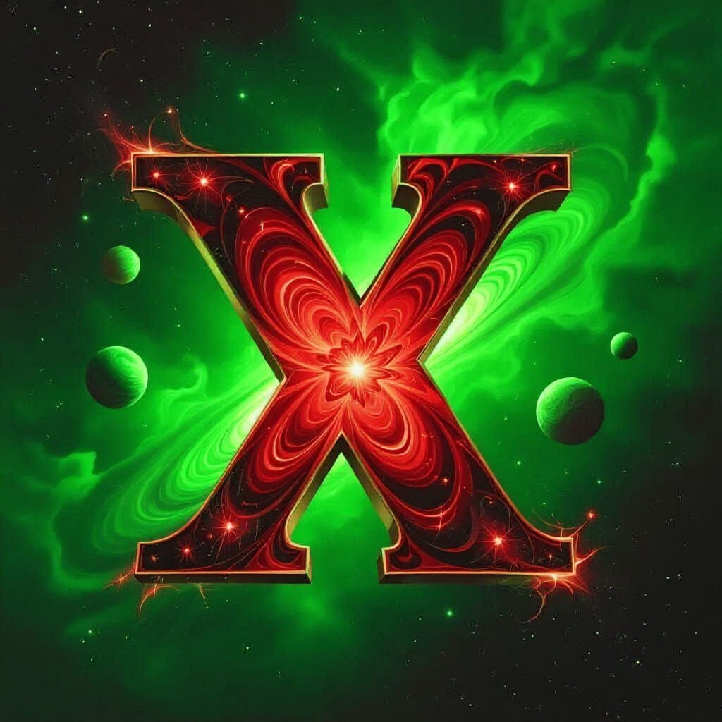 Festive 'X' with Orbiting Planets