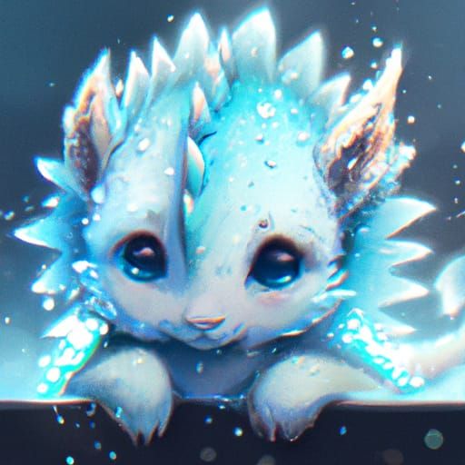 Chibi Ice Dragon Portrait: Digital Fantasy Art