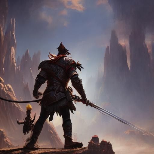 Woman with Dog in Chaotic Protest, Oil Painting