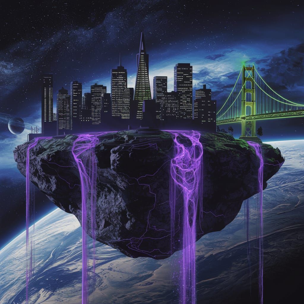 San Francisco Skyline on Asteroid with Purple Ooze