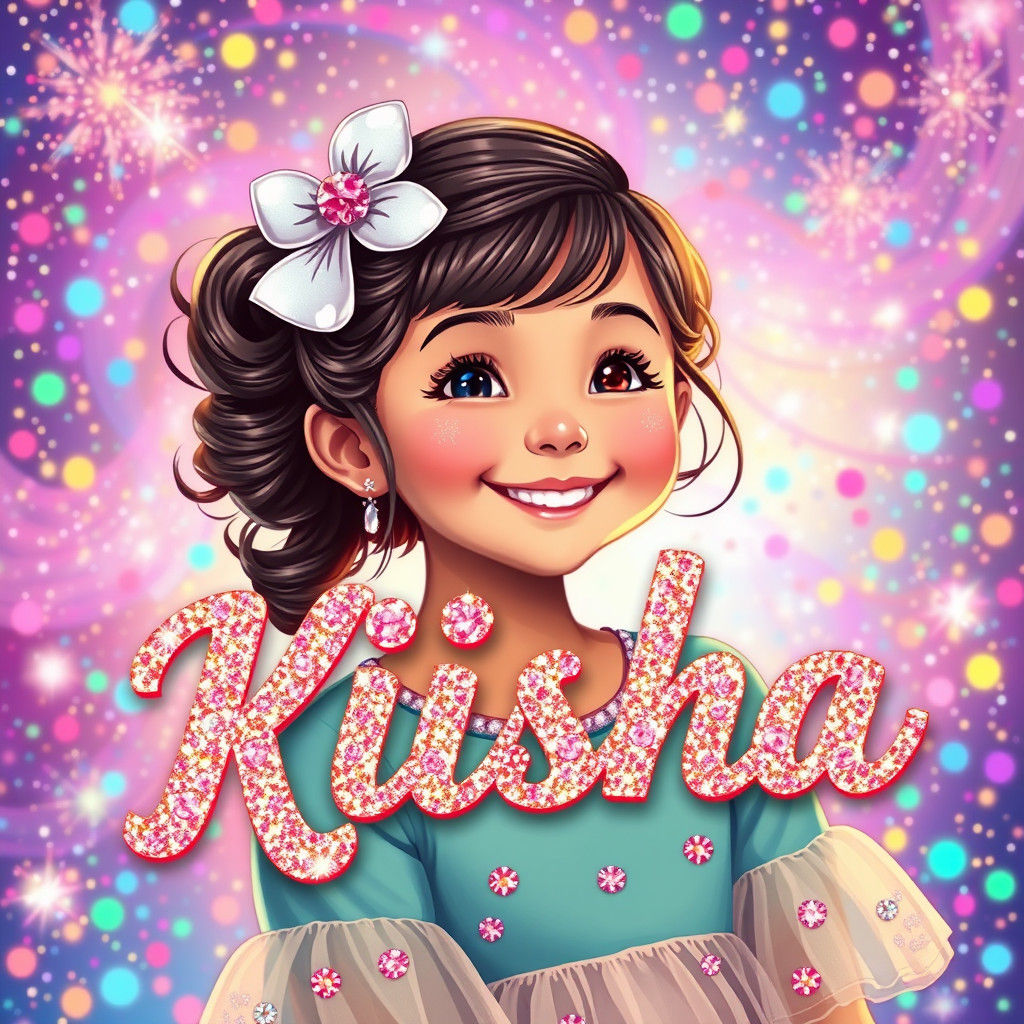 Kiisha Portrait with Glitter and Gems in Kawaii Style