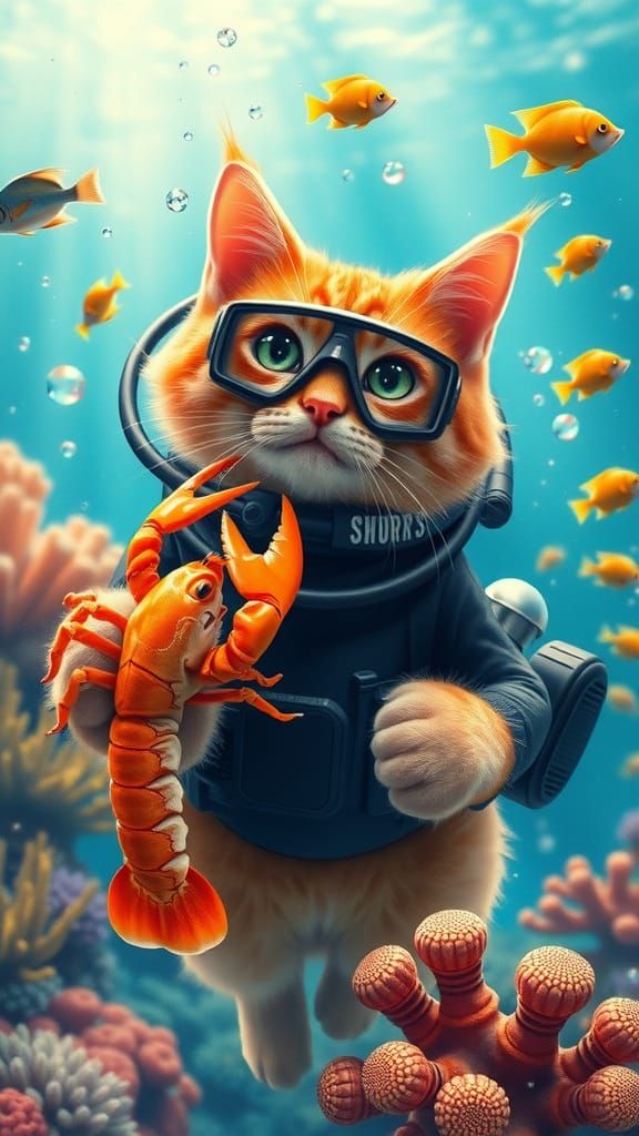 Vibrant Underwater World in Cyberpunk Style