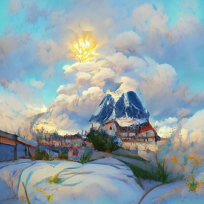 Edelweiss Alps Painting in Van Gogh Style