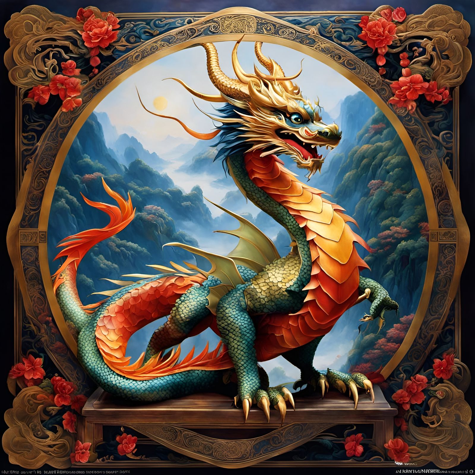 Iridescent Dragon Portrait in Vibrant Digital Painting