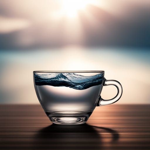 Sea Wave in a Cup: Detailed Digital Painting