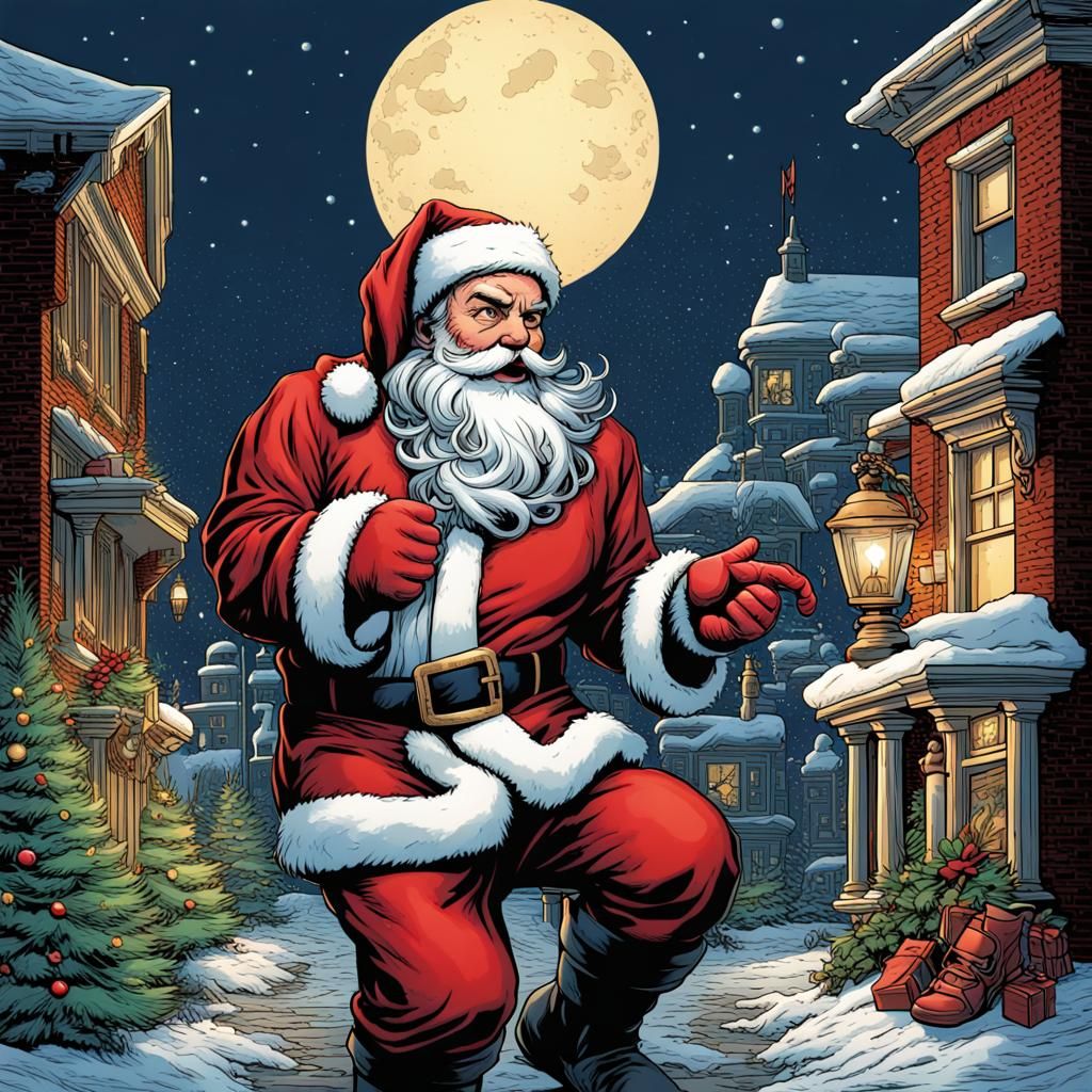 Santa's Christmas Bank Heist: Comic Book Art