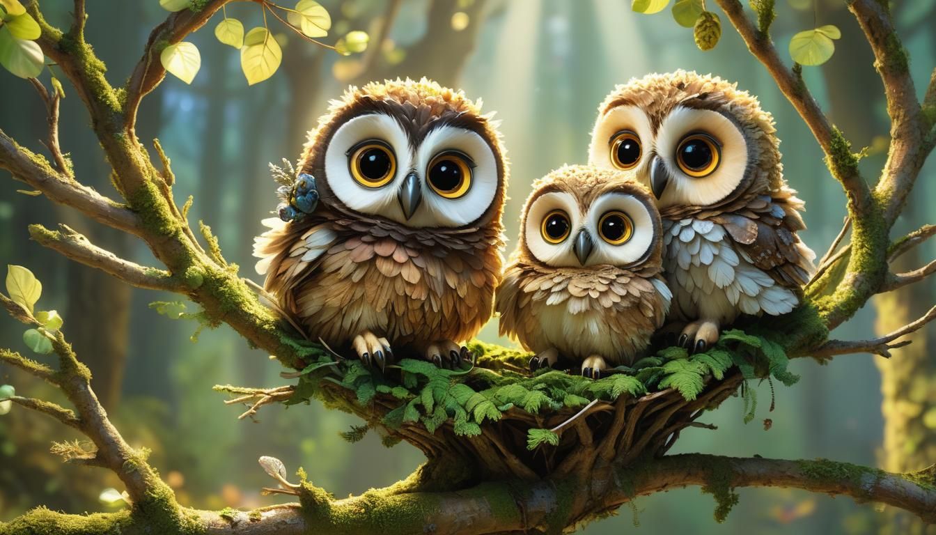 Fluffy Baby Owls Take Flight: Pixar 3D